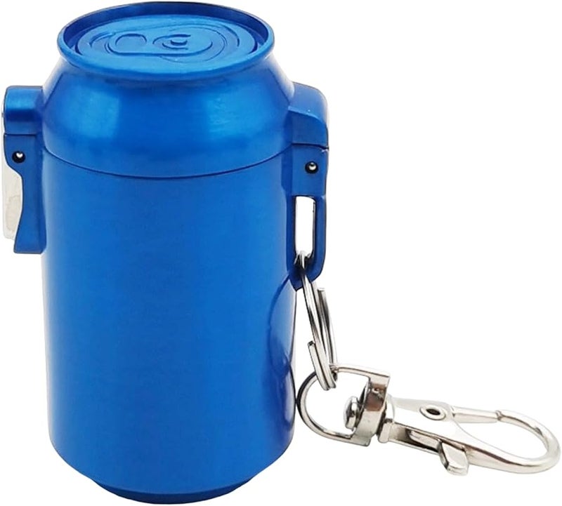 Blue Portable Metal Ashtray with Lid Keychain Pocket Cigarette Case Storage Box - Image 2