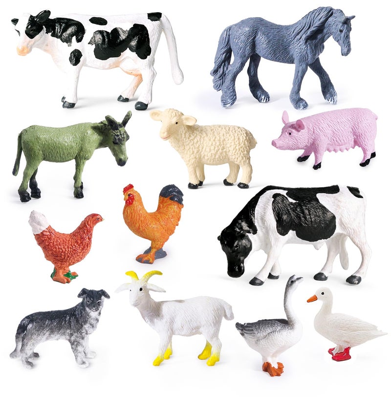 SIENON 12Pcs Farm Animals Toys Figures Set Miniature Realistic Plastic Barn Cattle Farmyard Playset for Kids Toddlers Educational Learning Christmas Easter Egg Birthday Party Favors Cake Decorations - Image 3