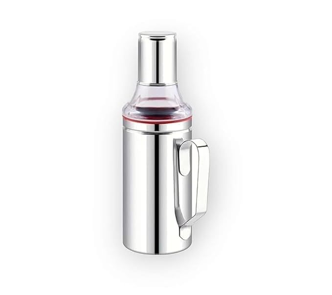 SUNDRY Stainless Steel Dust and Leak Proof Oil Nozzle Dropper Cooking Oil Dispenser with Handle Silver 1000 ml Set of 1