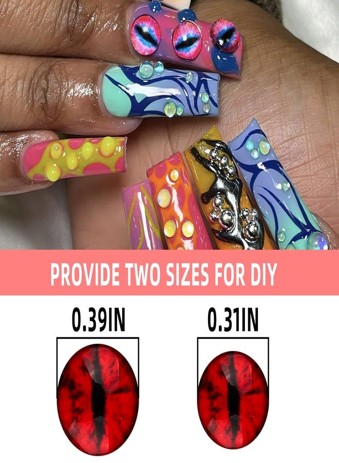Jremg Halloween Eyeball Nail Art Charms Devil Eye Nail Art Rhinestones Gothic 3D Cool Eye Shape Nail Diamonds Y2K Vintag Eyeball Crystal Nail Gems for Women Girls DIY Manicure Nail Decoration 50Pcs - Image 2