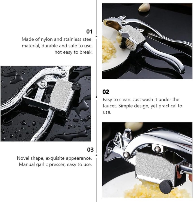 Stainless Steel Garlic Press Manual Handheld Crusher Kitchen Gadget For Cooking - Image 4