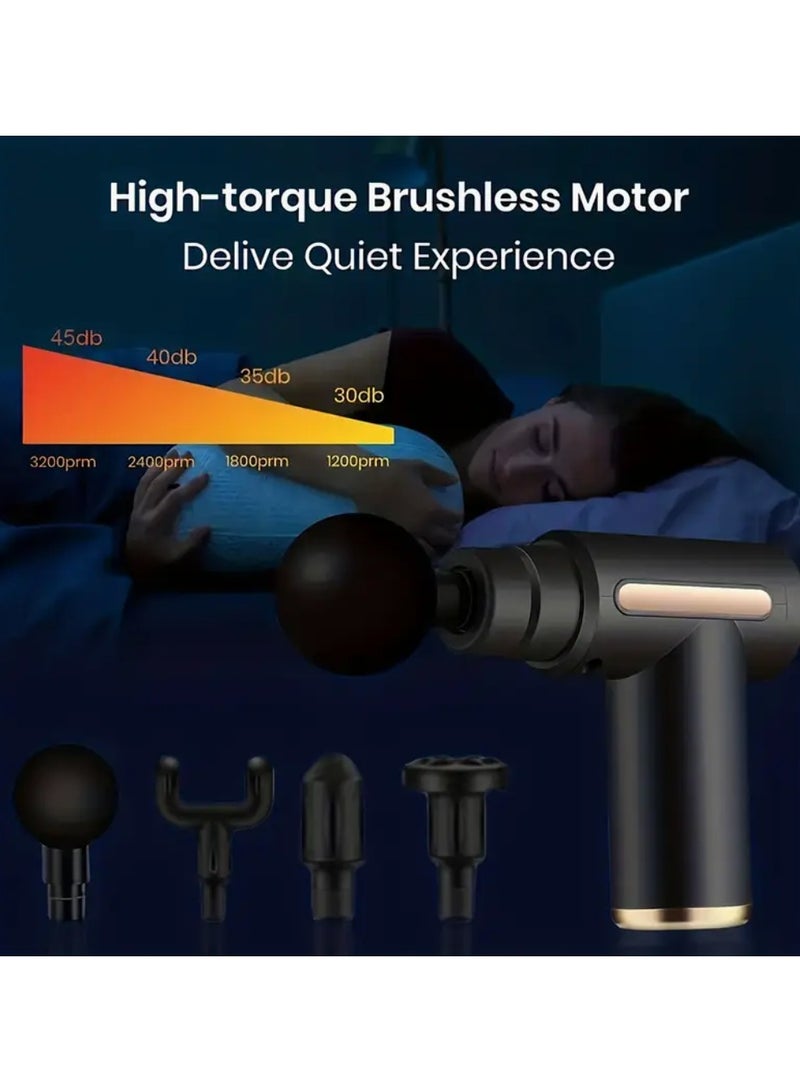 Massage gun. Massage device. Electric. 4 interchangeable heads. Deep tissue. Handheld. Quiet. Rechargeable. USB. 18650 lithium battery. Sports. Fitness. - Image 4