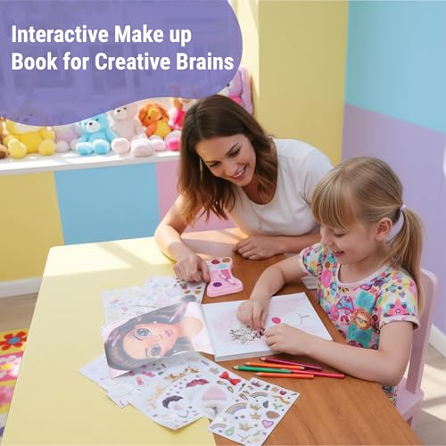 BSCOOL Make-up Artist. 3 in 1 Fun Makeup, Sticker, Coloring Kit, Includes Color Pencils, Makeup Palette, and 200+ Stickers. for Girls Ages 5,6,7,8. Gift for Girls - Image 5
