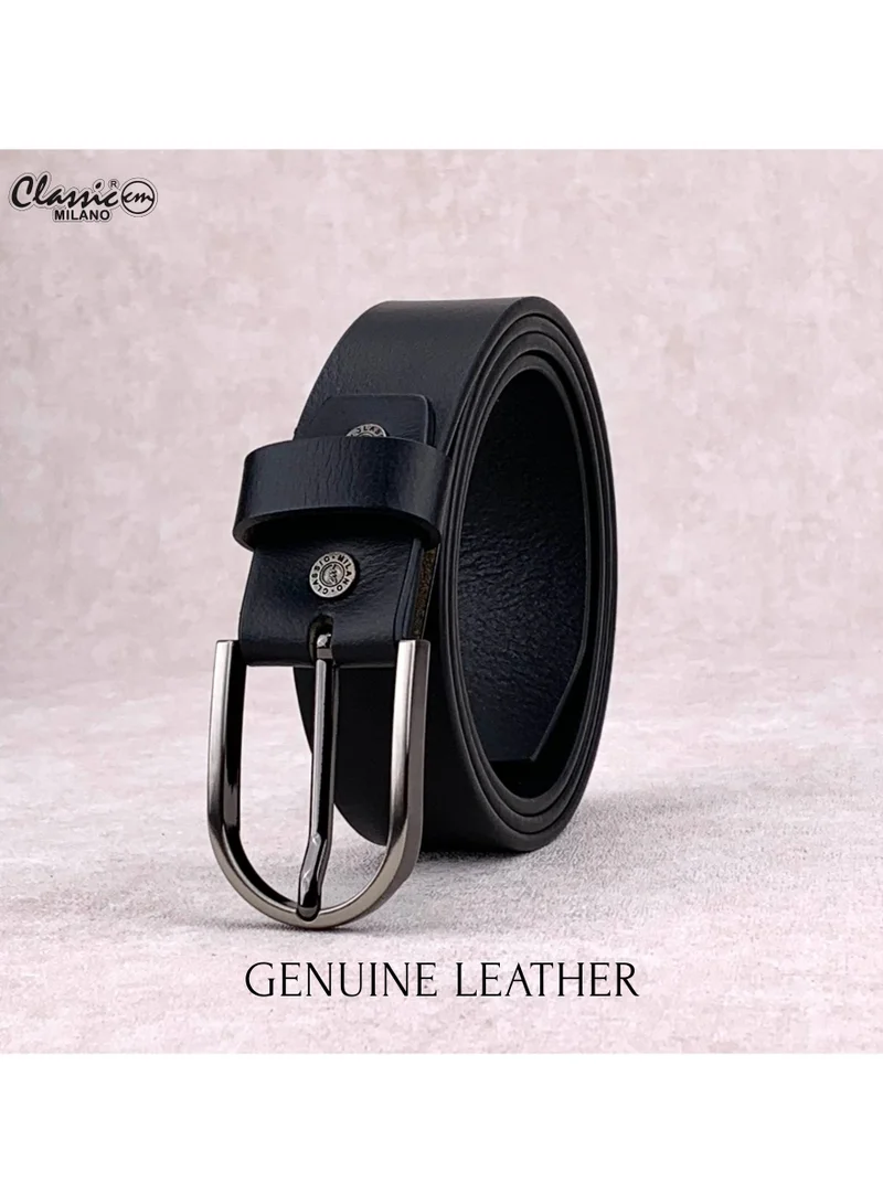 Classic Milano Black (StateMilled35MM) Classic Milano Genuine Leather Belt for Men – Black and Brown Formal Men's Belt  – Men Belts for Office & Business Wear – Mens Belt Leather with Gift Box for Men | Best Price UAE
