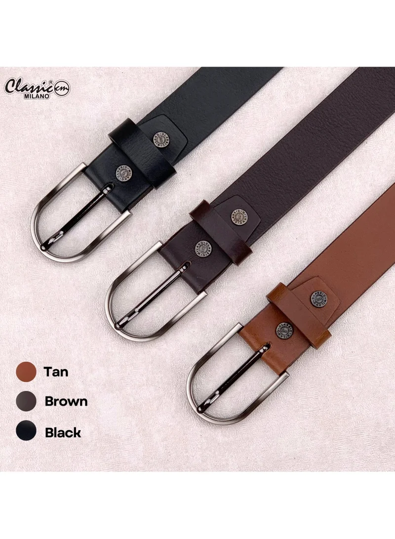 Classic Milano Black (StateMilled35MM) Classic Milano Genuine Leather Belt for Men – Black and Brown Formal Men's Belt  – Men Belts for Office & Business Wear – Mens Belt Leather with Gift Box for Men | Best Price UAE