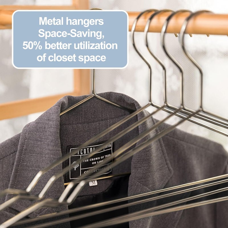 SPECILITE Metal Hangers 30 Pack Heavy Duty, Strong Wire Clothes Hangers with Notches, Space Saving Hangers Bulk for Standard Size Coats, Shirts, Suits, Pants -Black - Image 4