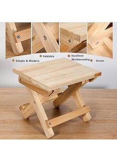 Jolfay Jolfay Wooden Foldable Stool Camping Outdoor Stool Portable Travel Stool Fishing Chairs Household Bamboo Shoeo Changing Stool Small Foldable Solid Wood StoolShower Bench Folding Furniture  - Image 4