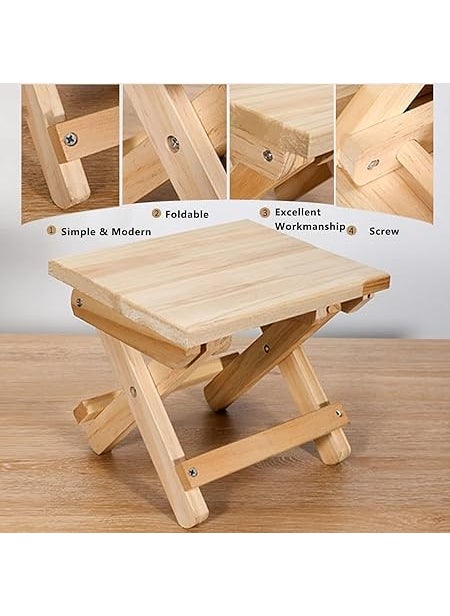 Jolfay Jolfay Wooden Foldable Stool Camping Outdoor Stool Portable Travel Stool Fishing Chairs Household Bamboo Shoeo Changing Stool Small Foldable Solid Wood StoolShower Bench Folding Furniture  - Image 4