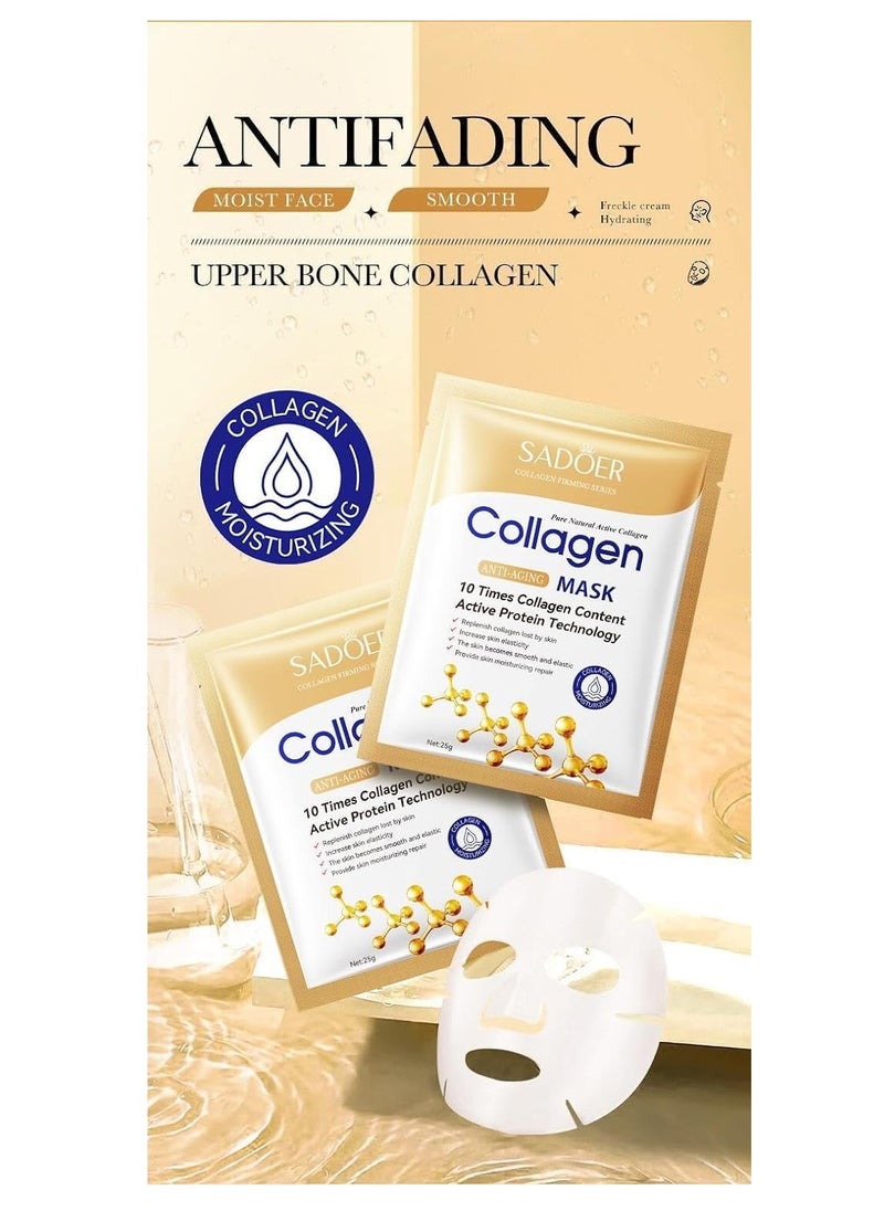SADOER - 10 PCS Korean Face Sheet Mask Skincare - Anti Aging, Wrinkle Hydrating, Firming Anti Aging Face Sheet Masksfor Men & Women - Brightening Facial Mask for All Skin Types - Image 1