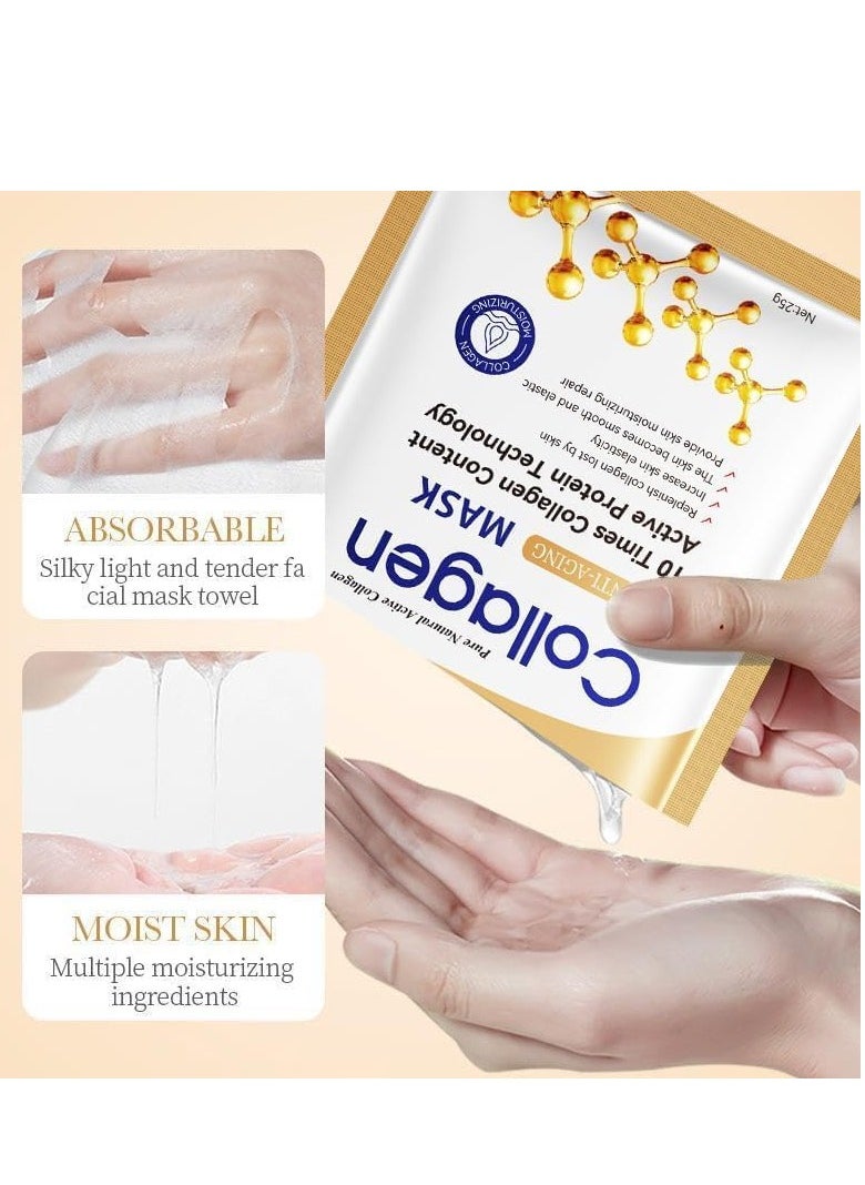 SADOER - 10 PCS Korean Face Sheet Mask Skincare - Anti Aging, Wrinkle Hydrating, Firming Anti Aging Face Sheet Masksfor Men & Women - Brightening Facial Mask for All Skin Types - Image 1