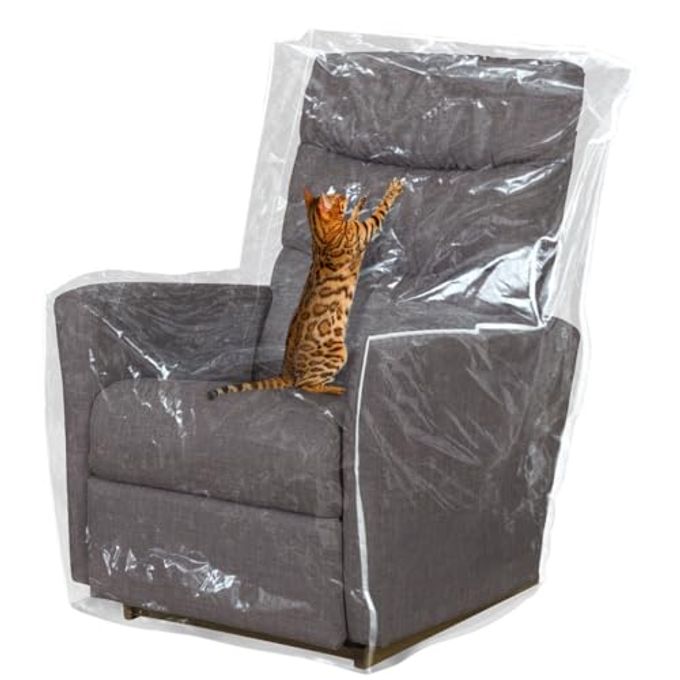 PAMASE 1.5mm Thickened Plastic Armchair/Recliner Cover Heavy Duty Clear Vinyl Living Room Chairs Slipcover to Prevent Dogs Cats Pets Scratching, Waterproof Dustproof - Image 1
