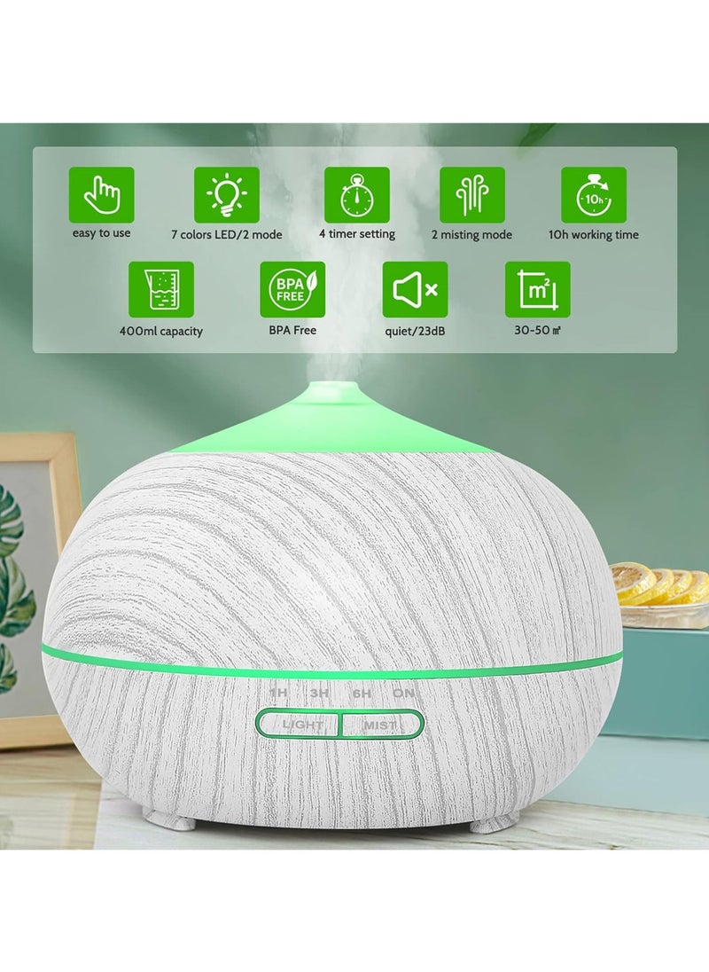 Generic - Essential Oil Diffuser Humidifier for Home: 400ml Aroma Air Oils Diffusers for Large Room - Ultrasonic Aromatherapy Vaporizer Cool Mist Humidifiers with LED Light for Bedroom - Image 1