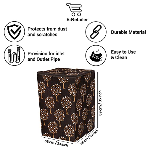 E-Retailer Washing Machine Cover for Top Load 5kg to 7.5kg | Light Weight Dustproof Cover with Zip Enclosure | Tree Print Fully Automatic Washer Protector for Indoor Outdoor Use | Size 23x23x35 Inch - Image 3