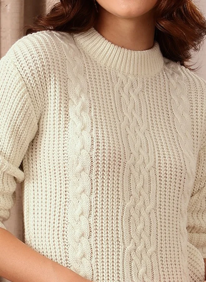 STREET 9 White Cable Knit Pullover Sweater for Women