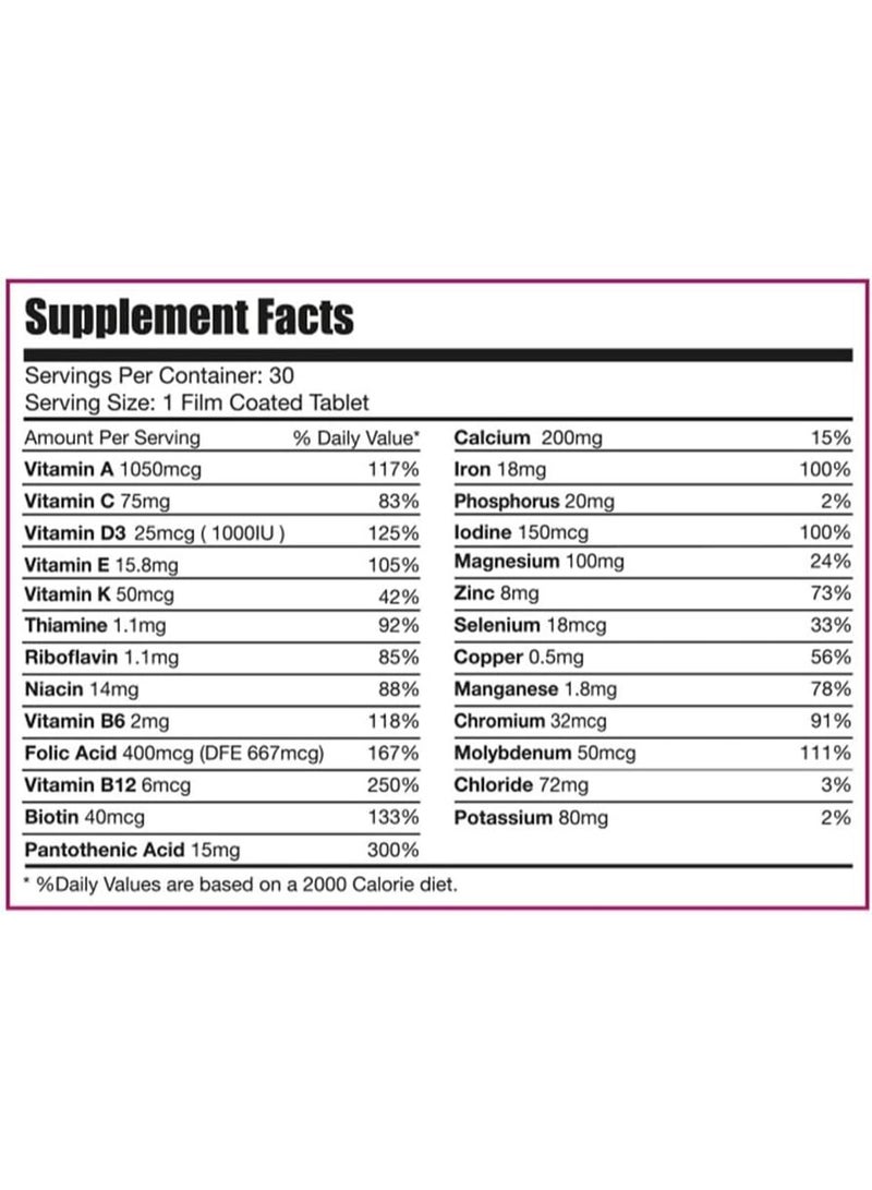 Limitless Woman Max – Women’s Multivitamins with 26 Essential Nutrients – Beauty, Energy & Immune Support – Includes Biotin, Iron & Vitamin C – 30 Tablets. - Image 3