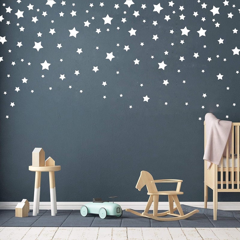 GESTYZ 190 Pieces Star Wall Decals Matte Vinyl Nursery Decor Easy to Use Removable for Kids Baby Girls Boys Bedroom Home Decor Stickers Y17 White - Image 1