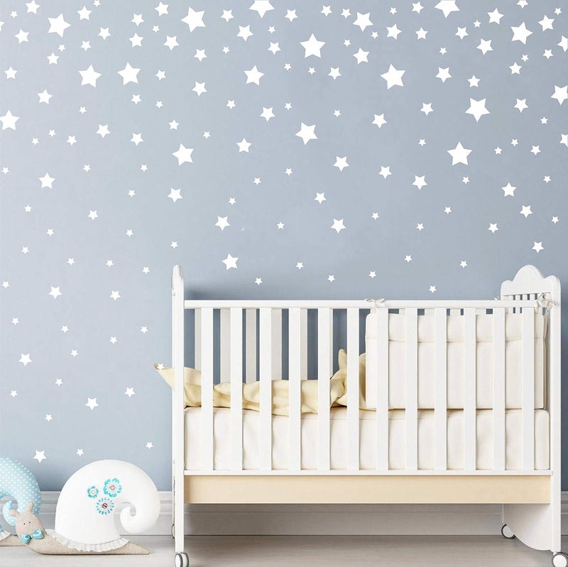 GESTYZ 190 Pieces Star Wall Decals Matte Vinyl Nursery Decor Easy to Use Removable for Kids Baby Girls Boys Bedroom Home Decor Stickers Y17 White - Image 4