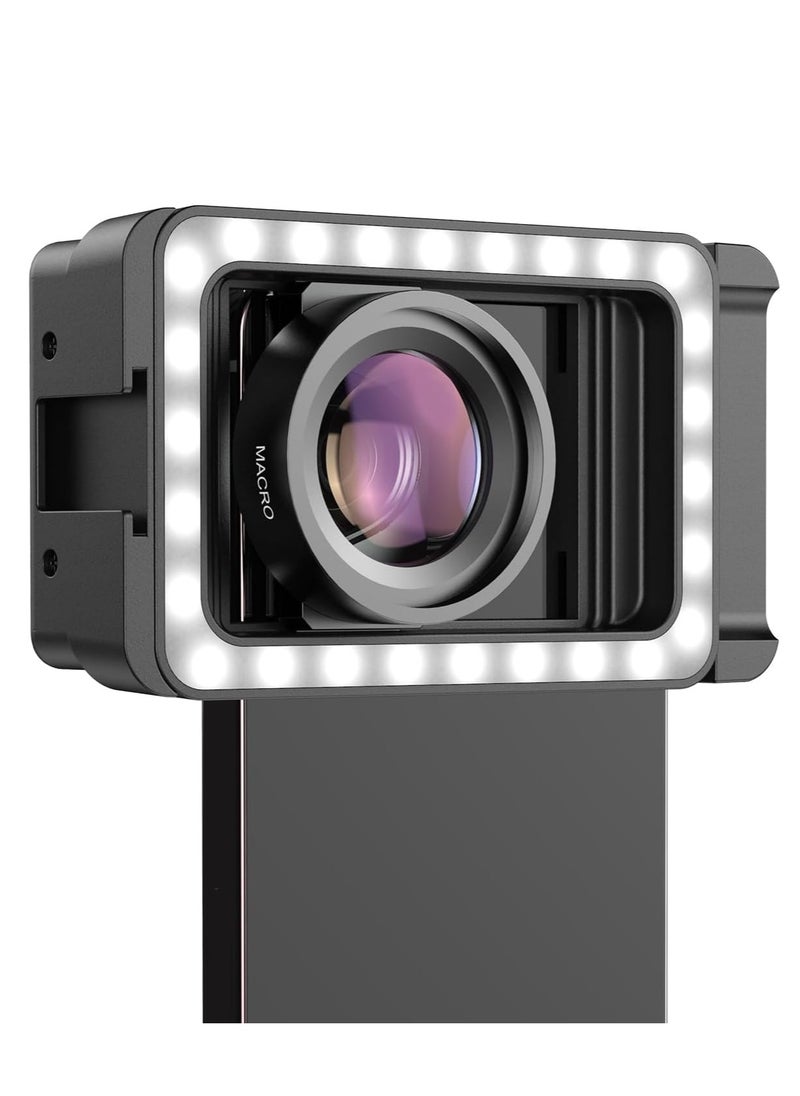 APEXEL 15x Mobile Macro Lens with LED Fill Light, 15x Macro Lens + 17mm Thread Lens Adapter, All-in-one Lens Mobile Adapter for Android/iPhone, Lens Attachment (Fit for Almost All Mobile Phones) Highlights  - Image 1
