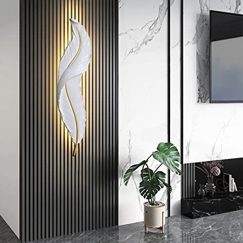 Qufute Modern Wall Mount Light LED Wall Sconce Lighting White Elegant Feather Design 3000k-6000k LED Wall Lamp for Bedroom Living Room Hallway (1-Pack) - Image 2