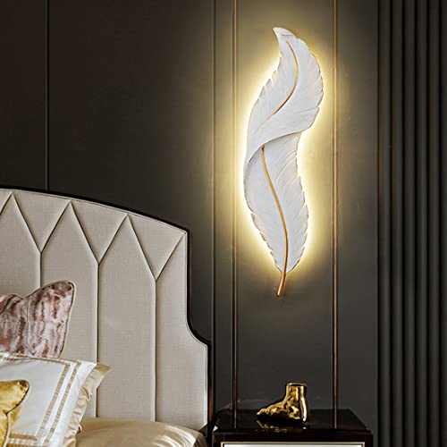 Qufute Modern Wall Mount Light LED Wall Sconce Lighting White Elegant Feather Design 3000k-6000k LED Wall Lamp for Bedroom Living Room Hallway (1-Pack) - Image 4