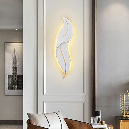 Qufute Modern Wall Mount Light LED Wall Sconce Lighting White Elegant Feather Design 3000k-6000k LED Wall Lamp for Bedroom Living Room Hallway (1-Pack) - Image 5