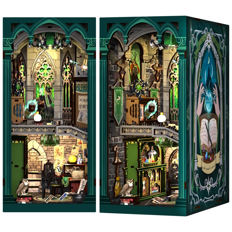 Cutefun Book Nook Kit - DIY Miniature Dollhouse Kit 3D Wooden Puzzle for Adults, Teens, Crafts Gifts for Bookshelf Decor (Darkness Common Room) - Image 1