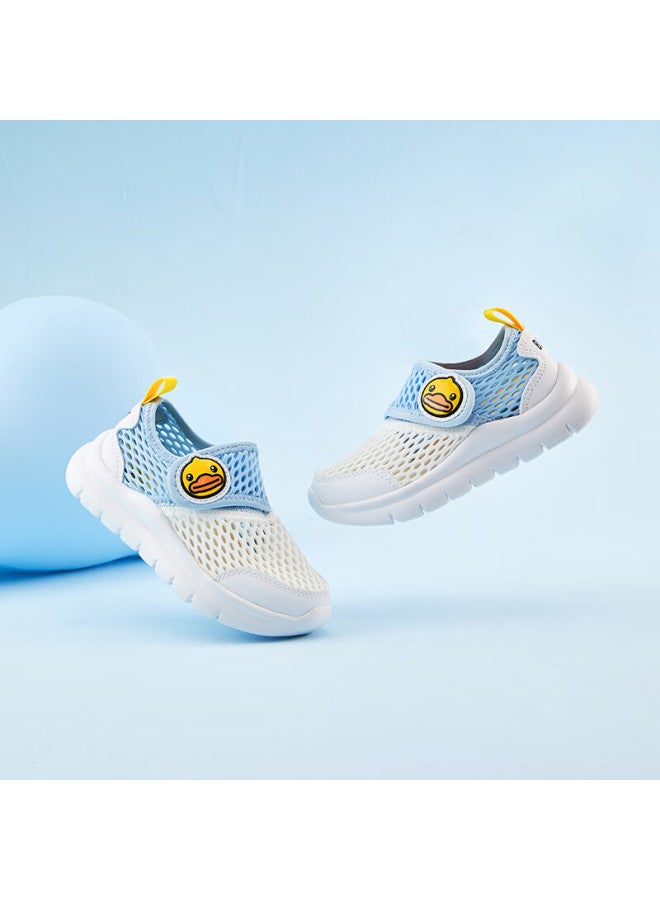 B.duck Children's Walking Shoes, Single Mesh Shoes For Boys And Girls, Baby Breathable Mesh Sneakers, 3967 White And Blue, Size 24 - Image 1