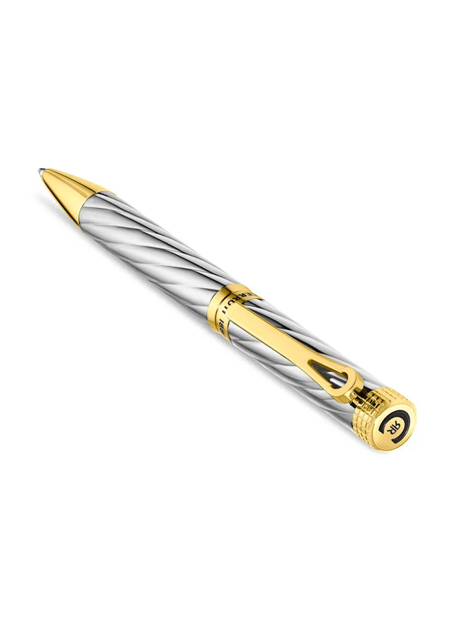 شيروتي 1881 Orazio Silver Gold Stainless Steel Twist Rollerball Pen for Men, Blue Ink