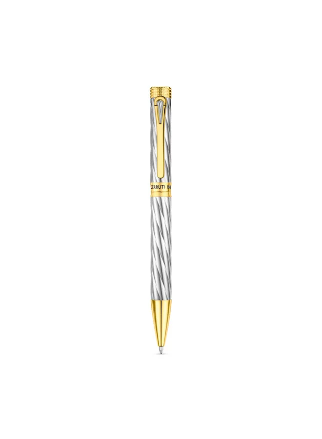 شيروتي 1881 Orazio Silver Gold Stainless Steel Twist Rollerball Pen for Men, Blue Ink