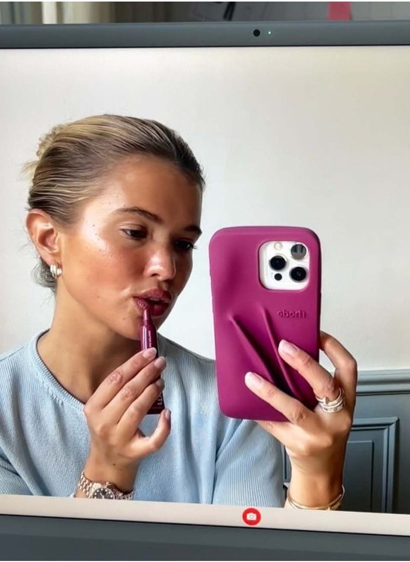Rhode iPhone 16 Pro Max Case with Lip Gloss ,Mobile phone case Lipstick Set(Raspberry Jelly), Shockproof, scratch-resistant, portable, Rhode Applicable to iPhone 16 Pro Max