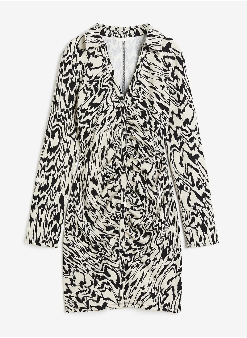 H&M Ruched Detail Button Down Shirt Dress