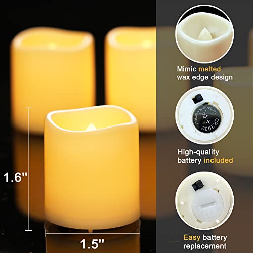 Homemory 12Pack Flickering Flameless Votive Candles, 200+Hour Electric Fake Candles, Battery Operated LED Tealight for Wedding, Outdoor, Table, Festival (Warm White,Battery Included) - Image 3
