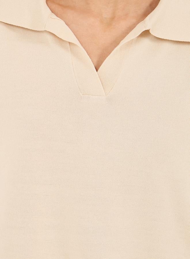 Styli Styli Solid Polo Neck Knit Regular Fit Top  - Image 3