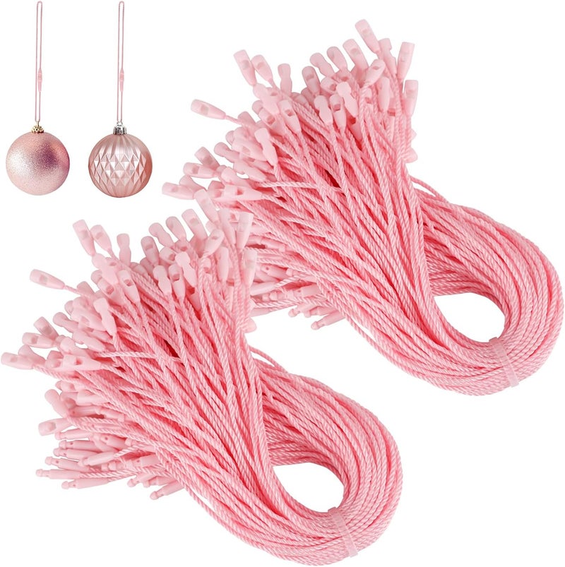 FOIMAS 400pcs Christmas Ornament Hanger String Hook Hanging Ropes with Snap Locking Fastener for Christmas Tree Hanging Ornament Decoration Supply,Pink - Image 1