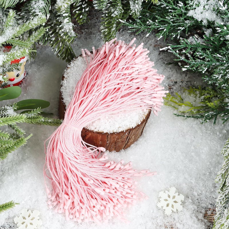 FOIMAS 400pcs Christmas Ornament Hanger String Hook Hanging Ropes with Snap Locking Fastener for Christmas Tree Hanging Ornament Decoration Supply,Pink - Image 4