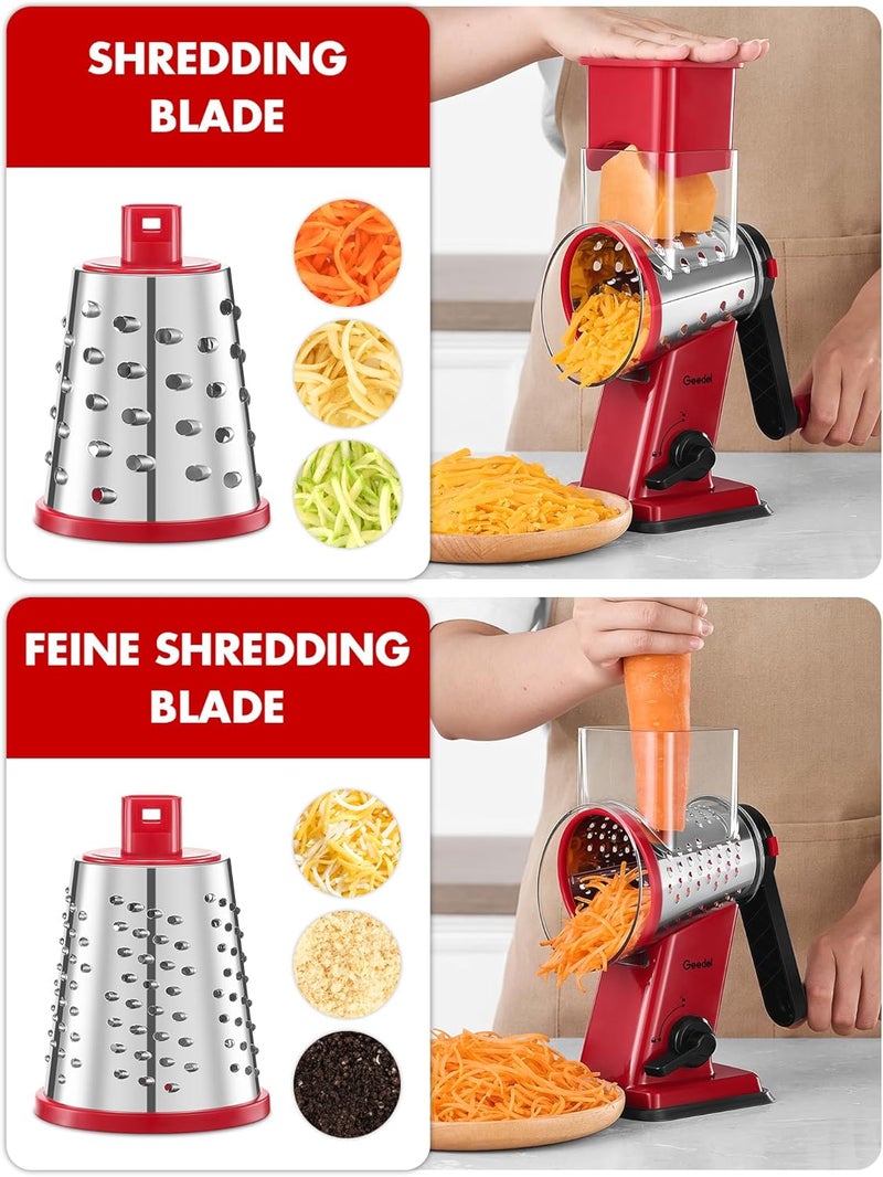 Geedel Cheese Grater, Vegetable Slicer with 5 Drum Blades, Vegetable Slicer for Cheese, Ice, Cucumbers, Carrots, Nuts, etc - Image 2