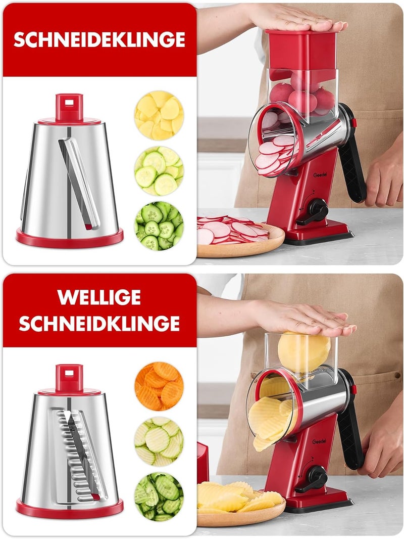Geedel Cheese Grater, Vegetable Slicer with 5 Drum Blades, Vegetable Slicer for Cheese, Ice, Cucumbers, Carrots, Nuts, etc - Image 3