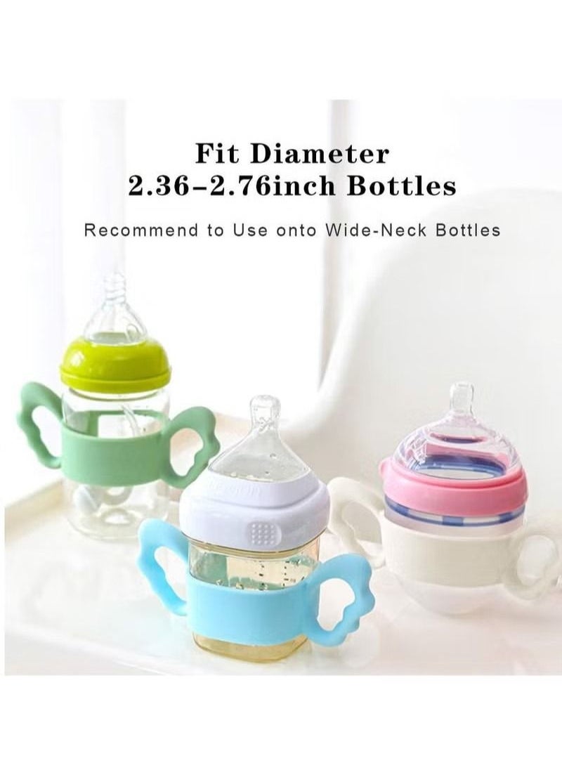 Generic - Baby Bottle Handles, Silicone Wide-Neck Handle for NUK/ Avent/ Dr Browns/ Hegen Bottle and Other Dia 6-7cm Wide-Neck Baby Bottle, for Baby Gripping (4 Pack) - Image 1