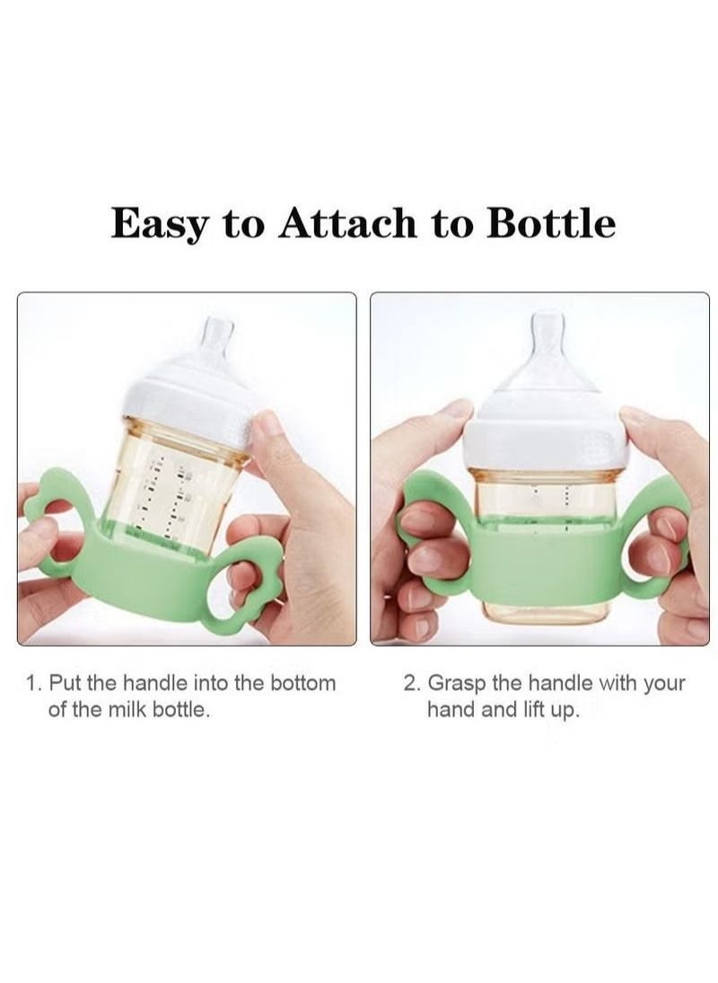 Generic - Baby Bottle Handles, Silicone Wide-Neck Handle for NUK/ Avent/ Dr Browns/ Hegen Bottle and Other Dia 6-7cm Wide-Neck Baby Bottle, for Baby Gripping (4 Pack) - Image 1