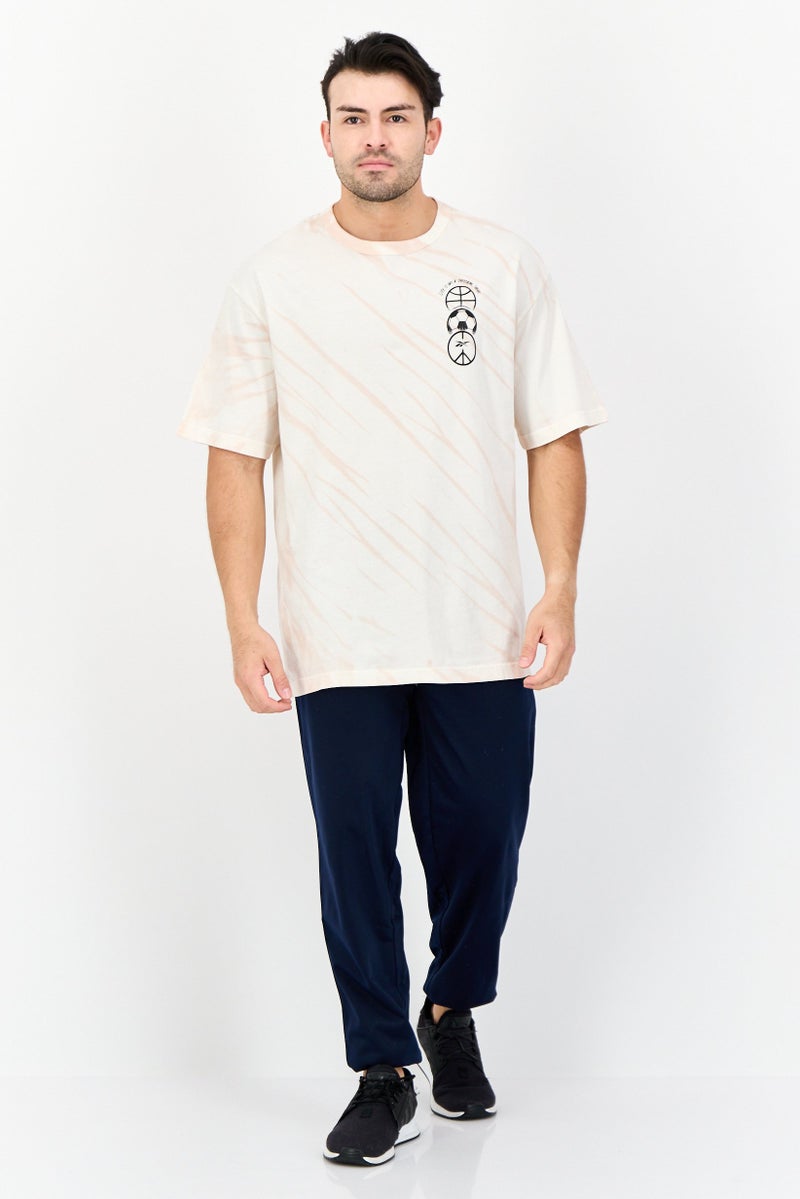 Reebok تي شيرت رياضي للرجال بأكمام قصيرة مناسب في الهواء الطلق، بيج - Image 2