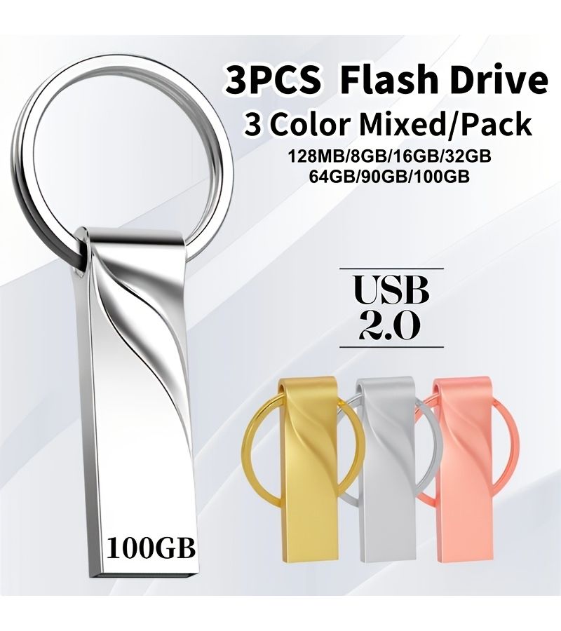 3pcs Mixed Color High Speed USB 2.0 Flash Drives 128MB For PC TV And Car Audio Systems - Image 1