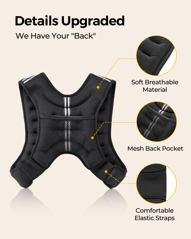 PACEARTH Weighted Vest,6lb/8lb/10lb/12lb/16lb/20lb/25lb/30lb Weight Vest with Reflective Stripe, Body Weight Vests for Women, Men, Weight Loss Workout, Strength Training, Running, Walking, Jogging - Image 5