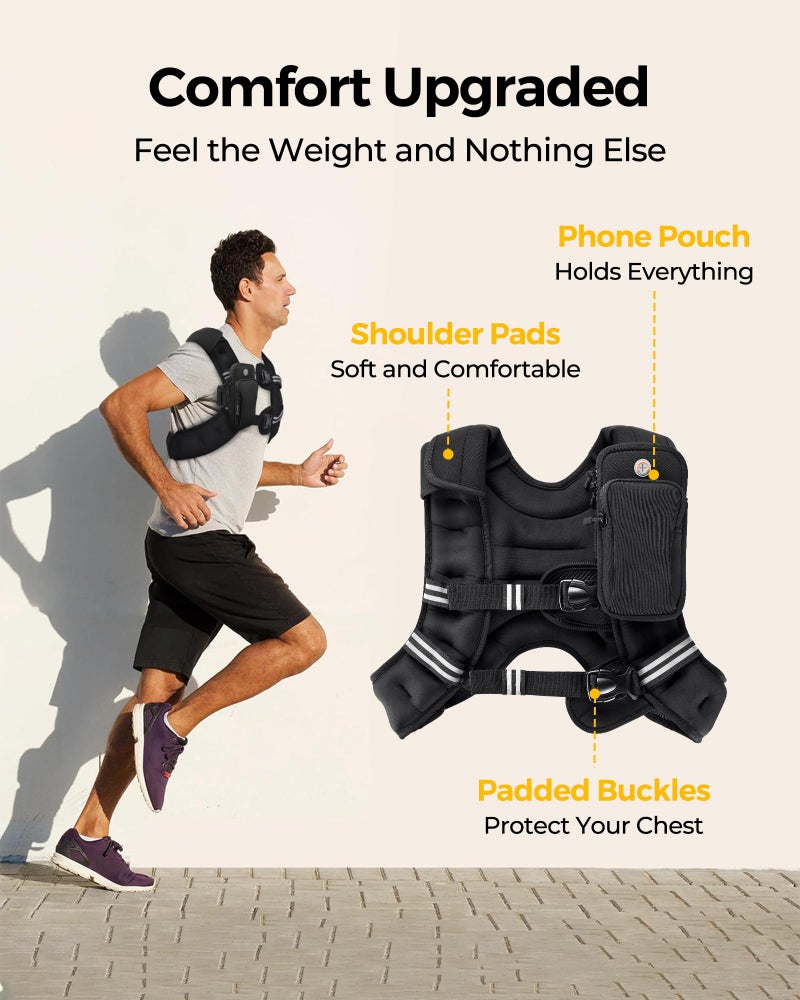 PACEARTH Weighted Vest,6lb/8lb/10lb/12lb/16lb/20lb/25lb/30lb Weight Vest with Reflective Stripe, Body Weight Vests for Women, Men, Weight Loss Workout, Strength Training, Running, Walking, Jogging - Image 3