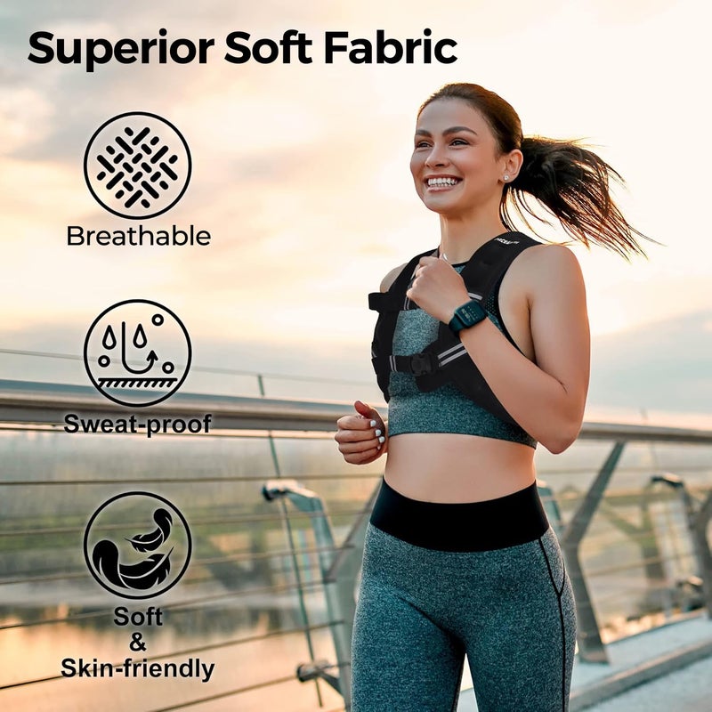 PACEARTH Weighted Vest,6lb/8lb/10lb/12lb/16lb/20lb/25lb/30lb Weight Vest with Reflective Stripe, Body Weight Vests for Women, Men, Weight Loss Workout, Strength Training, Running, Walking, Jogging - Image 2