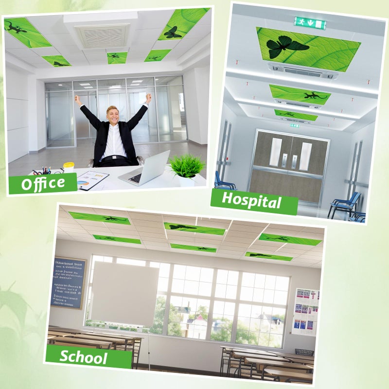 Wiooffen 6 Pcs Fluorescent Light Covers with 60 Magnets Decorative for Classroom Ceiling Lights 4 x 2 Feet Magnetic Light Cover Filter Easy Install for Office Hospital Home Ceiling Supplies (Green Leaf Frog) - Image 5