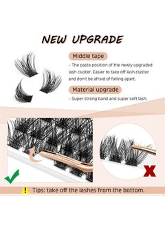 72 Pcs Lash Clusters DIY Eyelash Extension C Curl mix 8-16 Wide Stem Cluster Lashes Individual Lashes Cluster Lashes Wisps Reusable Black Super Thin Band Lash Extension at Home (Nature R-04-C 8-16)