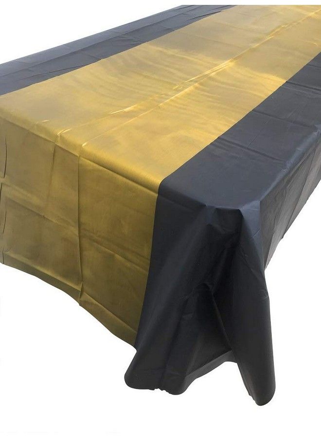 Oojami 6 Pack Black And Gold Tablecover Table Cloths For Parties 54" X 108" Inches Disposable Plastic Tablecloths Waterproof Rectangular For 8 Chairs Table Wedding Birthday (Solid) - Image 3