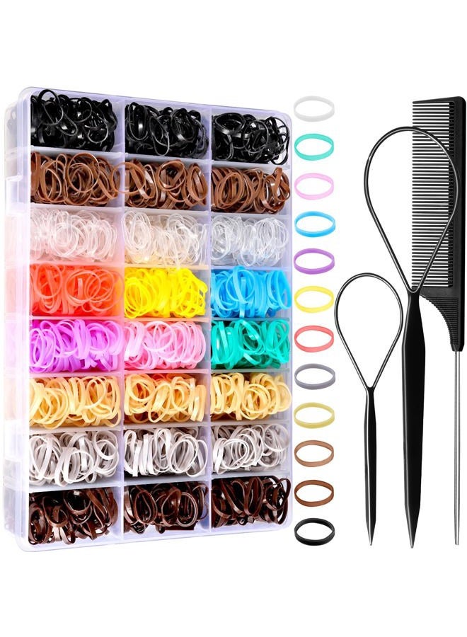 YGDZ Elastic Hair Bands, 1500 pcs Hair Ties, Small Ponytail Holders, Hair Accessories Set for Girls, Women, Toddler, Ponytail Holders, Colorful Rubber Bands for Hair - Image 1