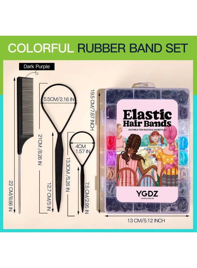 YGDZ Elastic Hair Bands, 1500 pcs Hair Ties, Small Ponytail Holders, Hair Accessories Set for Girls, Women, Toddler, Ponytail Holders, Colorful Rubber Bands for Hair - Image 3