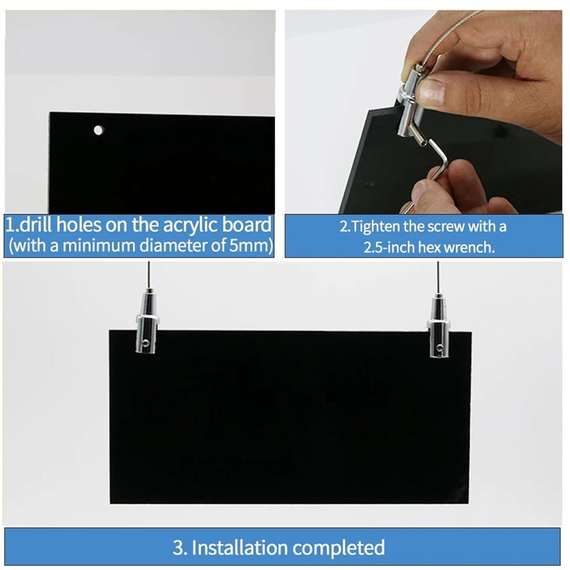 طقم تعليق حبل سلكي من الفولاذ المقاوم للصدأ 6 قطع قابل للتعديل 1.5 مم للوحة الإعلانات سقف أكريليك لون B مقاس 0.5 م - Image 5